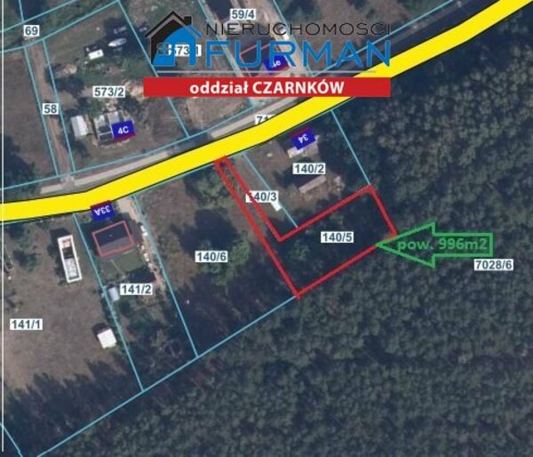 Działka 996 m2 w Straduń