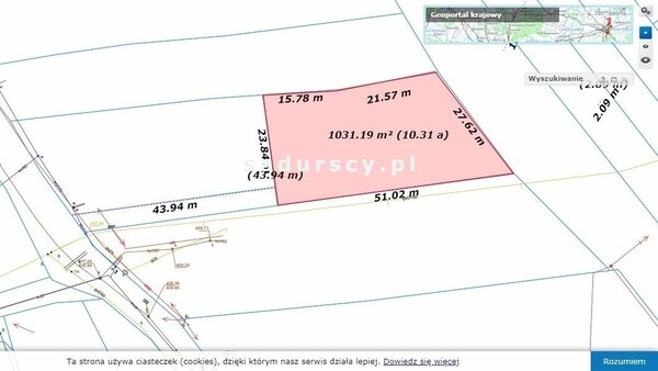 Działka 1039 m2 w Skała