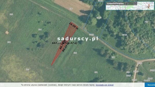 Działka 2013 m2 w Rudno