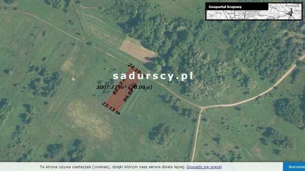 Działka 2013 m2 w Rudno